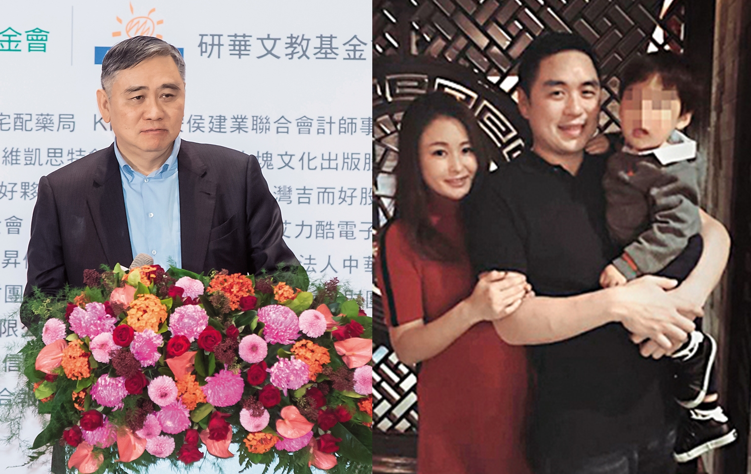 王泉仁與麻衣一家3口，幸福畫面之前經常在麻衣的臉書放送，但人事已非，讓王文洋傷透腦筋。（左圖本刊資料照，右圖翻攝自佐藤麻衣粉絲團）