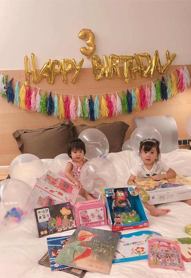 賈靜雯精心準備咘咘的3歲生日派對。（取自賈靜雯粉絲專頁）