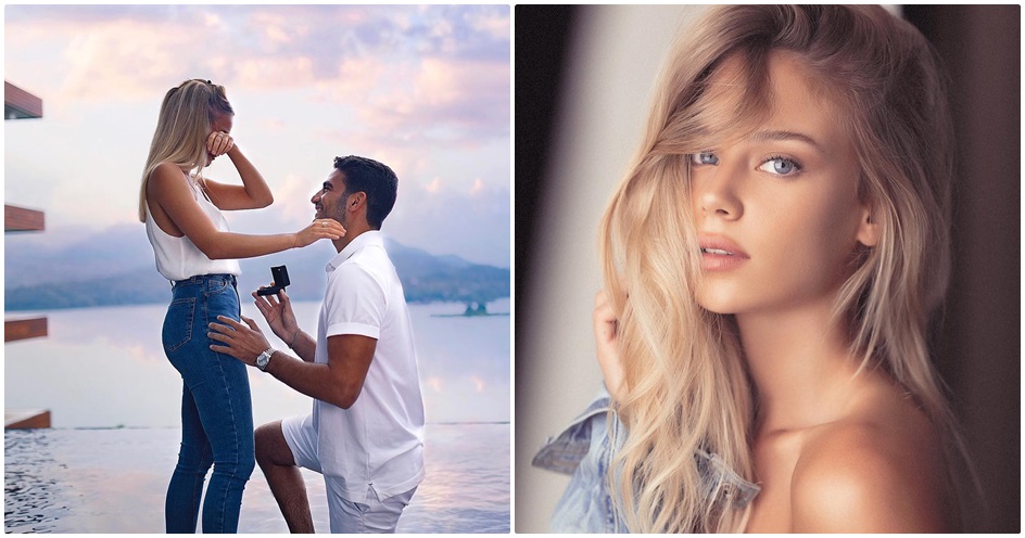 以色列名模Bar Zomer和男友在日月潭前定情。（翻攝自Bar Zomer IG）