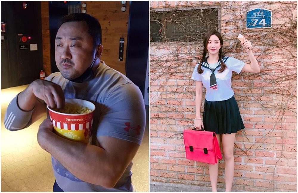 在《與神同行》續集裡頭扮演仁慈成造神的冠軍大叔馬東石，女友是南韓模特兒兼健身教練的藝正花，兩人相差17歲。（翻攝madongseok_、yejunghwa Instagram）