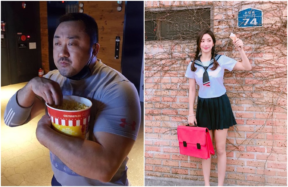 在《與神同行》續集裡頭扮演仁慈成造神的冠軍大叔馬東石，女友是南韓模特兒兼健身教練的藝正花，兩人相差17歲。（翻攝madongseok_、yejunghwa Instagram）