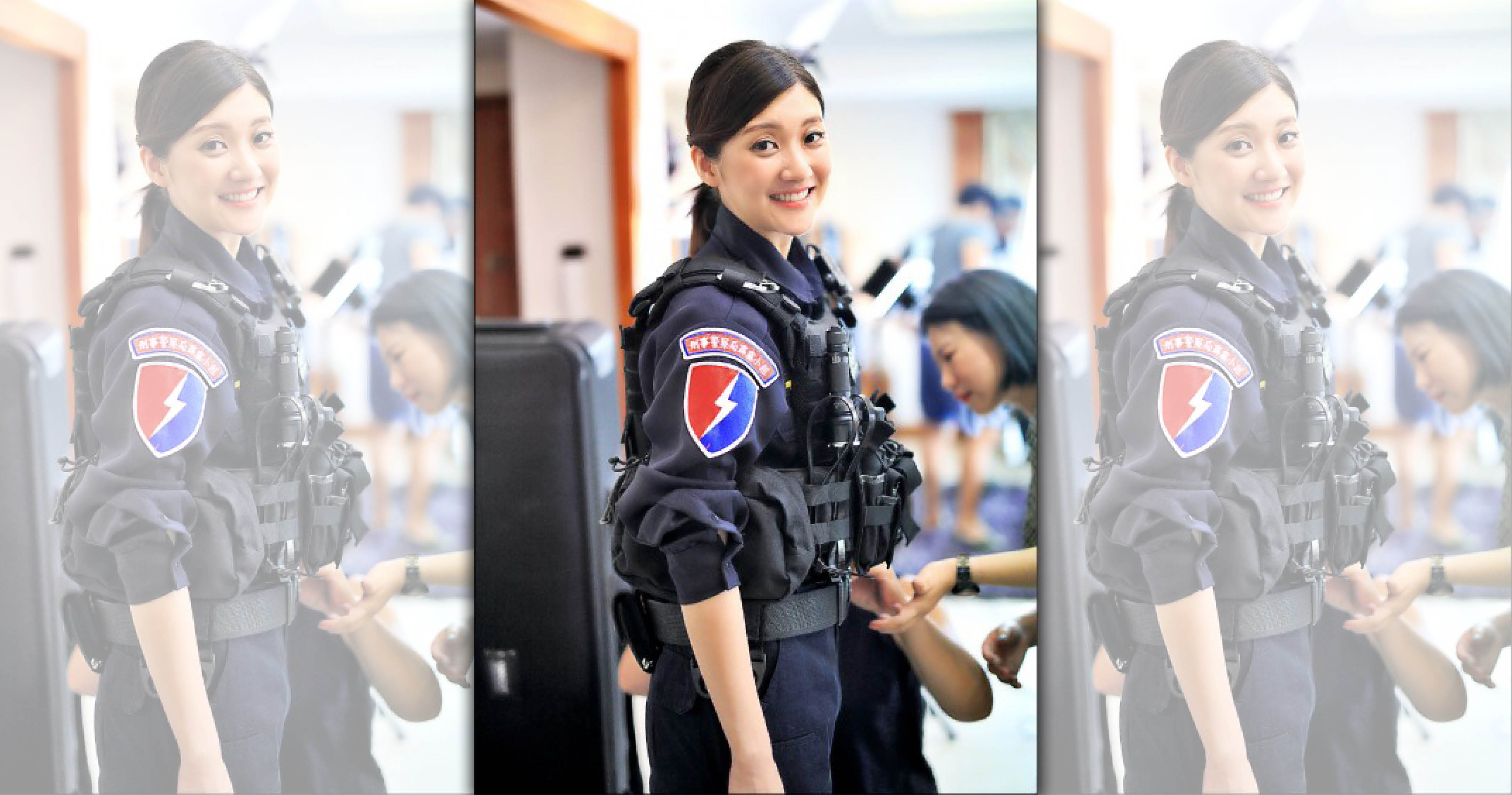 藝人林逸欣飾演現代警探，阻止詐騙集團行騙。（刑事局提供）