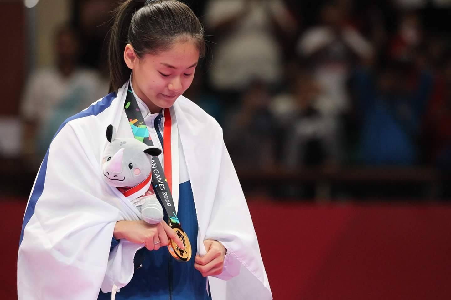 名列女子空手道55公斤級世界排名第一的小清新文姿云，順利在本屆亞運奪金，取得亞運2連霸紀錄。（取自文姿云wen,tzu-yun粉絲專頁）