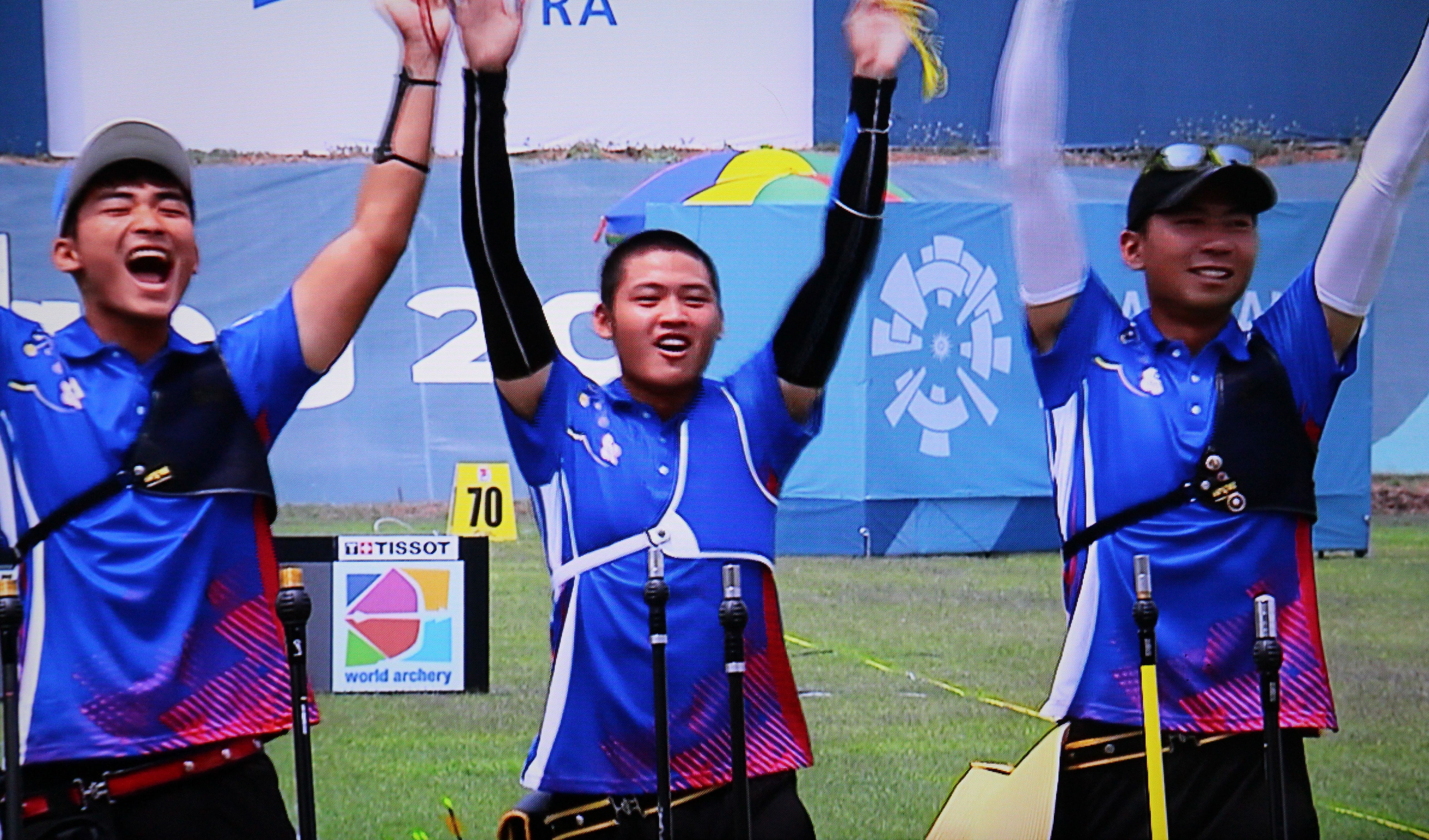 反曲弓男女團體賽都在金牌戰對上霸主南韓，男團順利奪金。（翻攝YouTube）