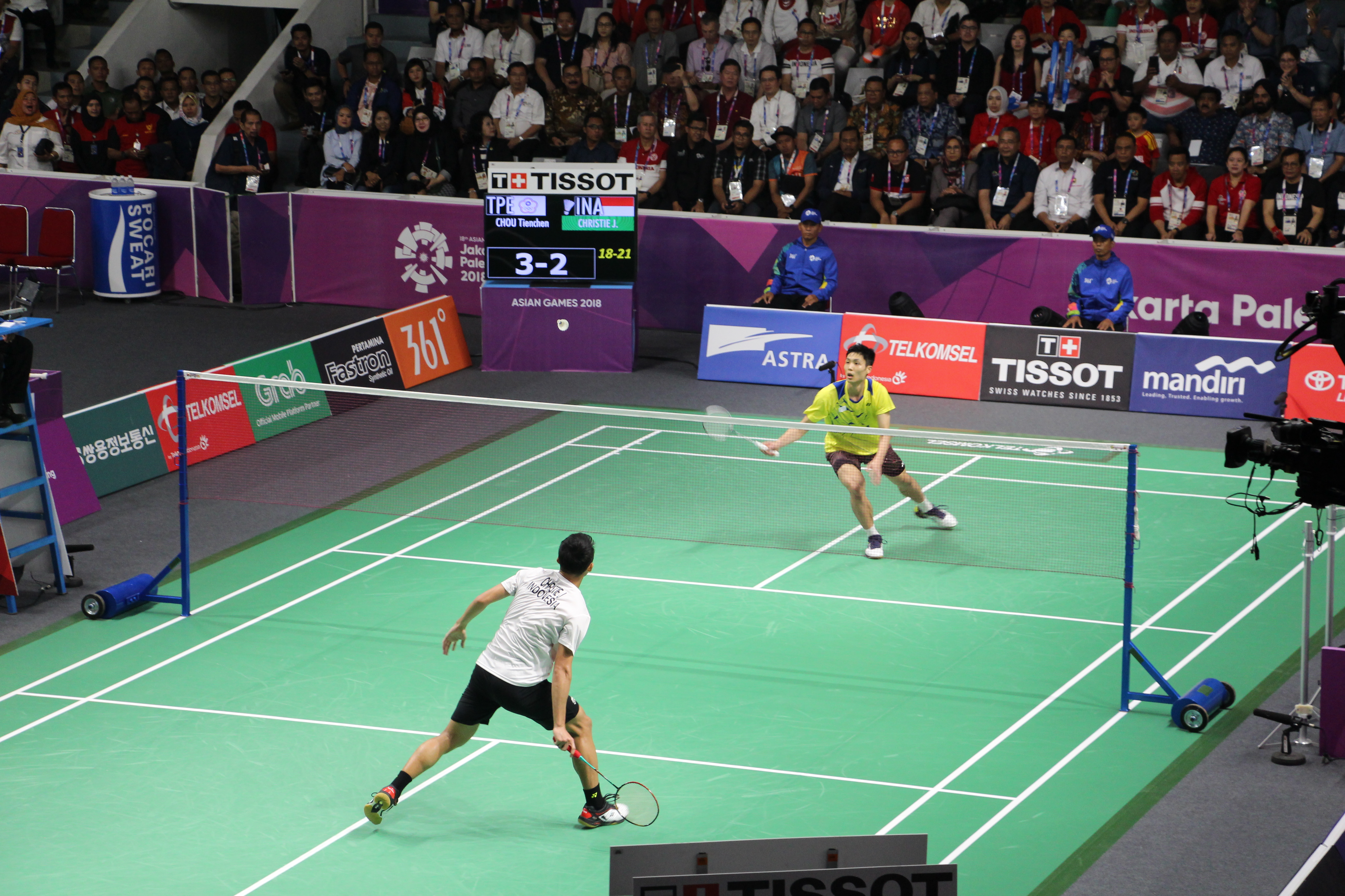 周天成今在亞運男單金牌戰，出戰印尼「喬帥」克里斯提。（戚海倫提供）