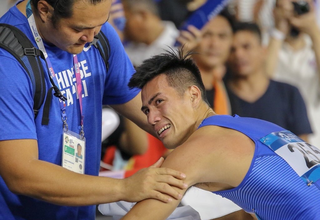 負責轉播亞運的日本TBS電視台將楊俊瀚代表國籍寫成「中國」。（亞田總攝影Rahul Pawar提供）