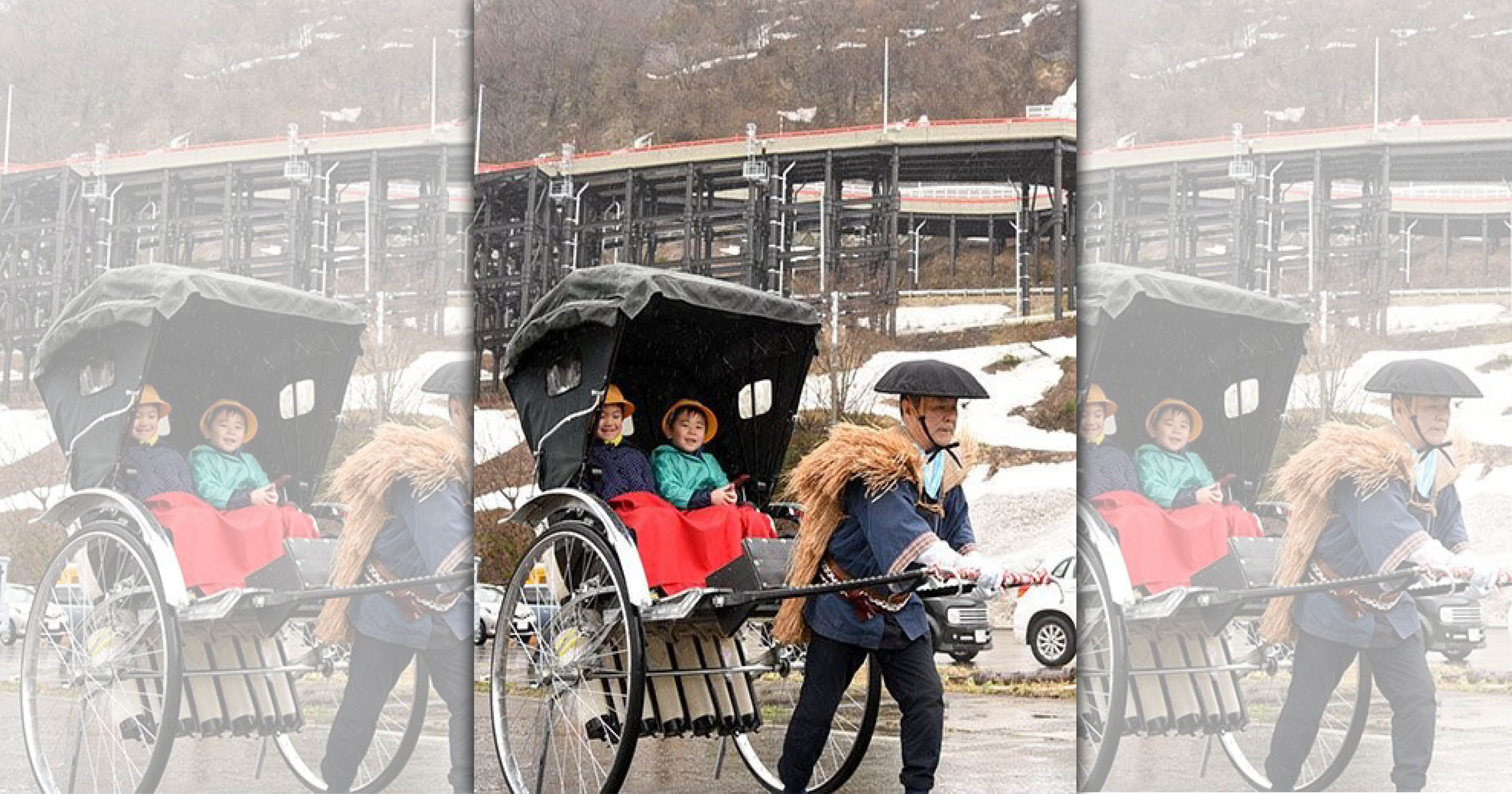 佐藤則夫老先生拉人力車一景。（翻攝自推特）