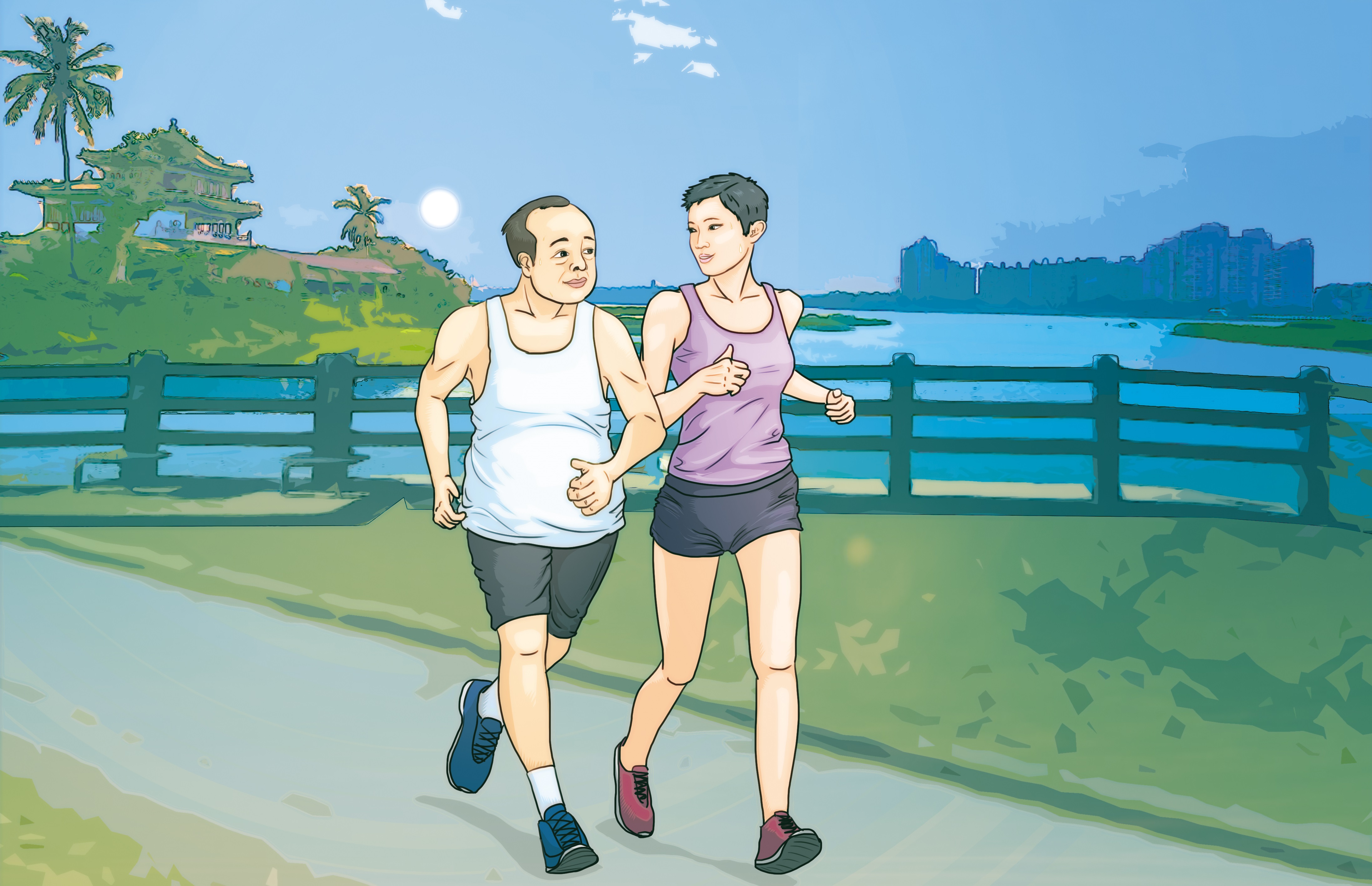 李金龍常在清晨至澄清湖慢跑，紀淑如也常與李男不期而遇。（示意圖）