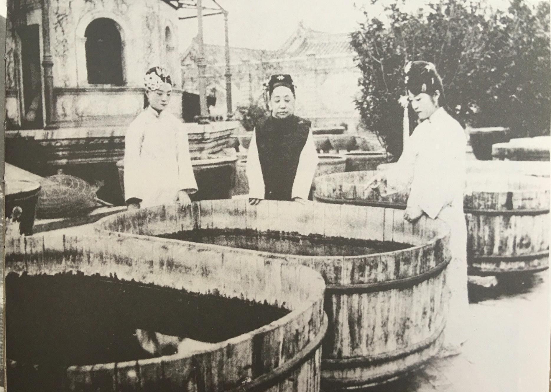 靈沼軒成了爛尾樓,使端康太妃想在此養魚觀魚的美夢成了泡影,她只好在澡盆養魚,聊勝於無。(翻攝自搜狐網)