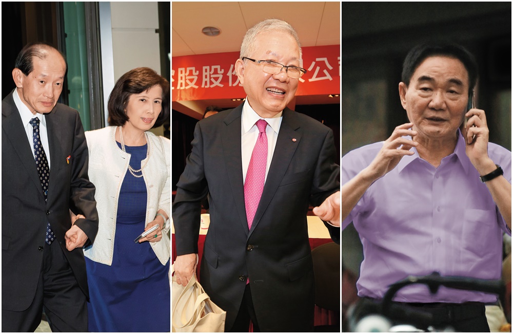 台商鄭文逸（右圖）曾在永豐金前董事長何壽川（中）牽線下和林郭文艷談判，要林郭夫妻（左圖）只有一人能當董事。