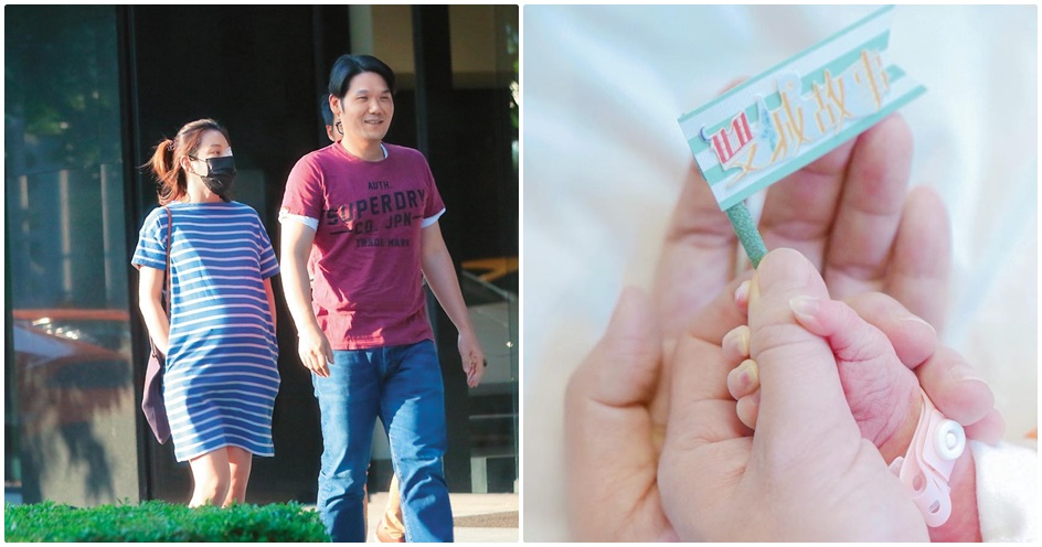 陳怡蓉曬愛女小手照，宣布順利產女。（右圖翻攝自陳怡蓉臉書）