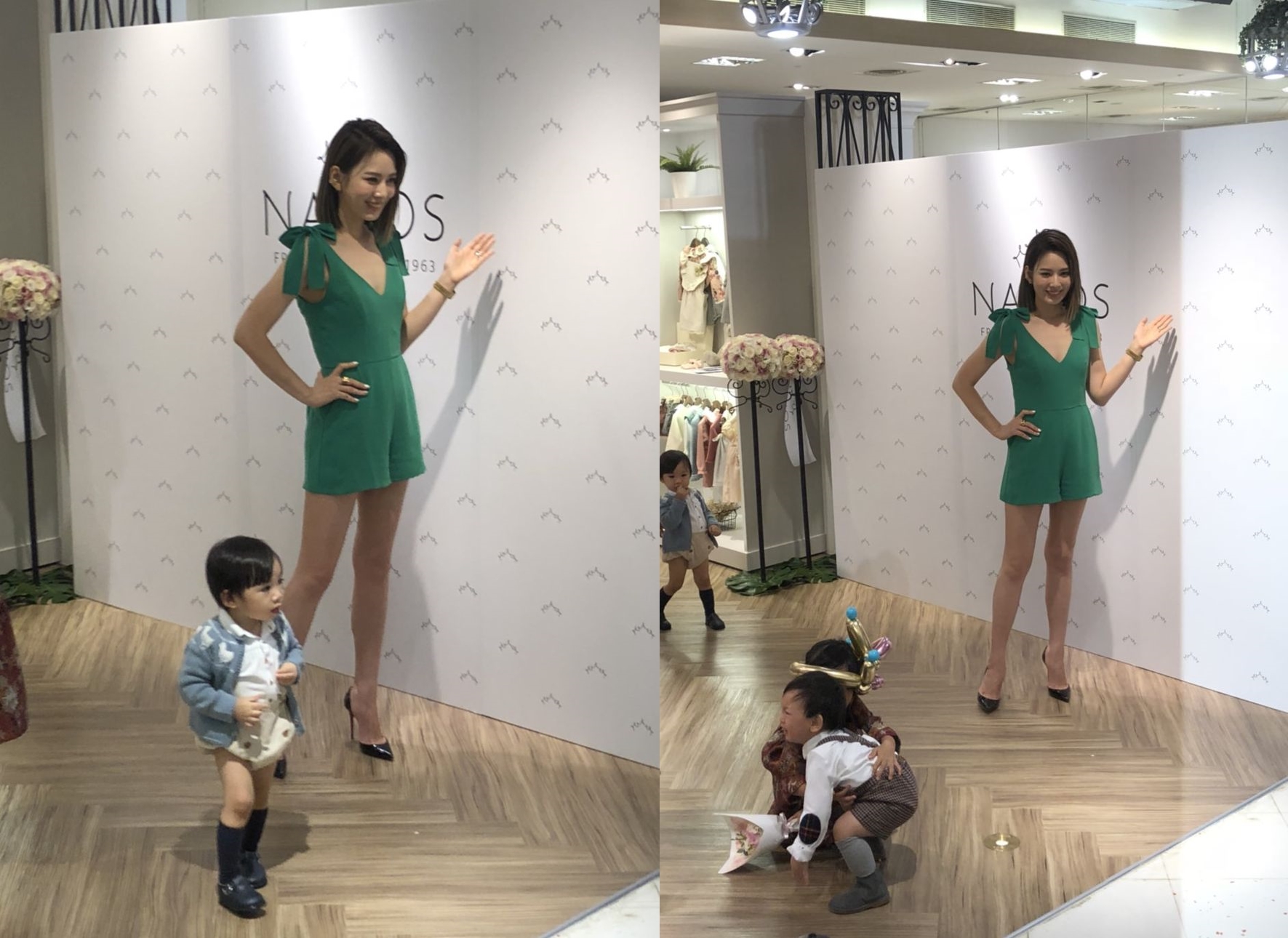 活動現場媒體想要為Melody拍獨照，但始終有小朋友在鏡頭前走動，形成有趣畫面。（讀者提供） 