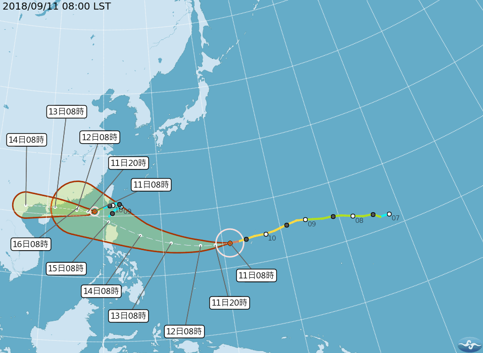 23號颱「百里嘉」生成，週末需嚴防「山竹」颱風。（翻攝自中央氣象局網站）