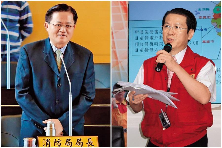 台中市消防局長蕭煥章（左，翻攝臉書）曾任前消防署長黃季敏（右，中央社）的祕書、署長室科長，受其提拔。