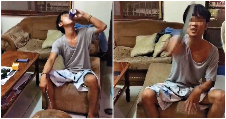 酒過三巡後，何男持刀揚言傷害同居女友小芬。（讀者提供）