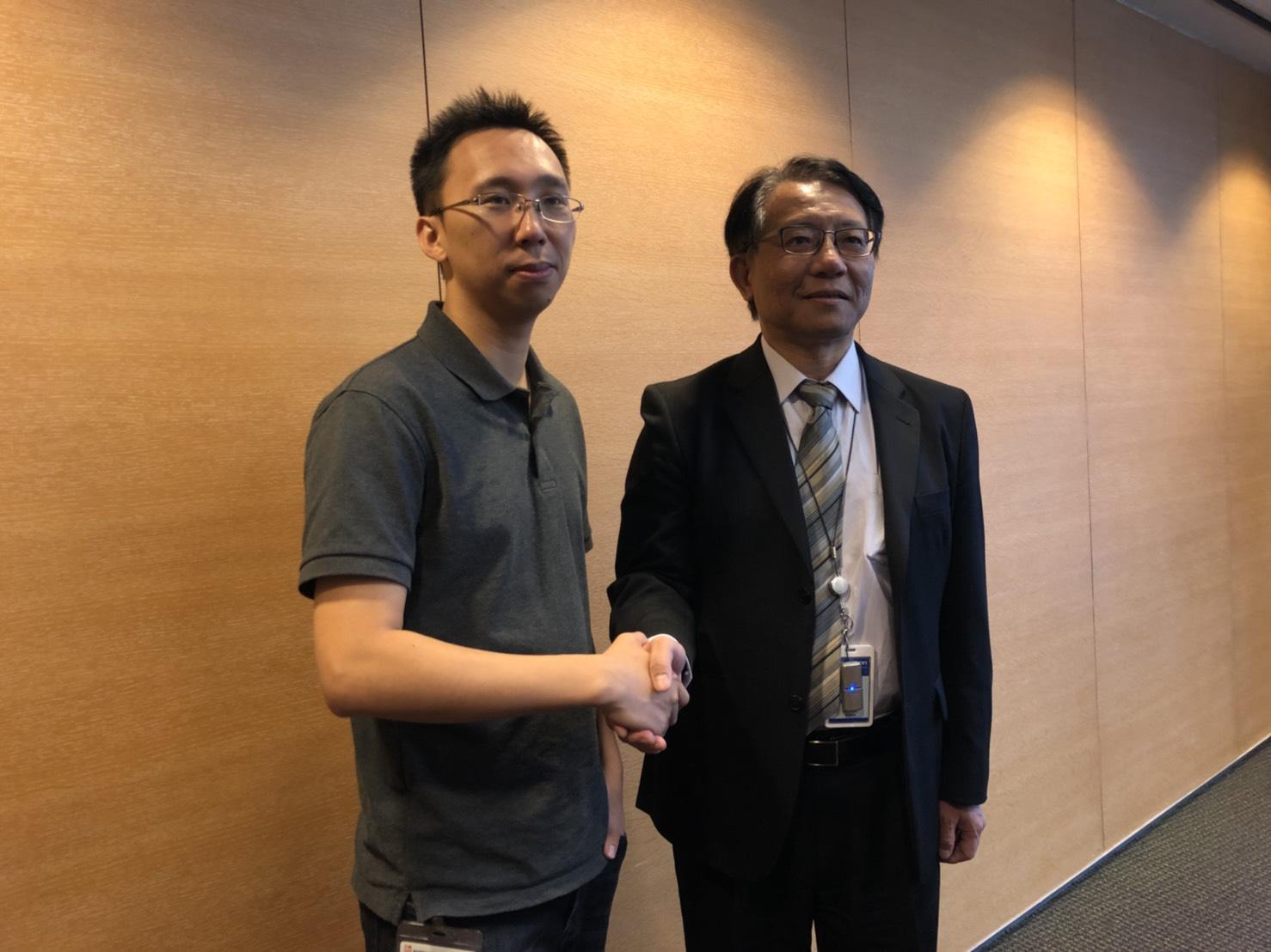 對岸AI獨角獸企業曠視技術長唐文斌（圖左）訪台。