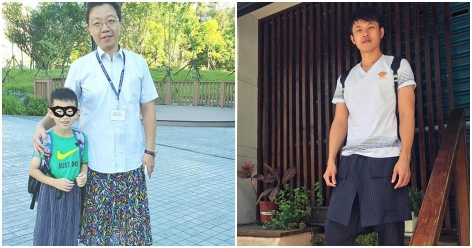 童書《穿裙子的男孩》遭下架，和平實小校長黃志順（左圖）、藝人焦糖哥哥（右圖）行動力挺。（翻攝自朱弘楠臉書、焦糖陳嘉行臉書）
