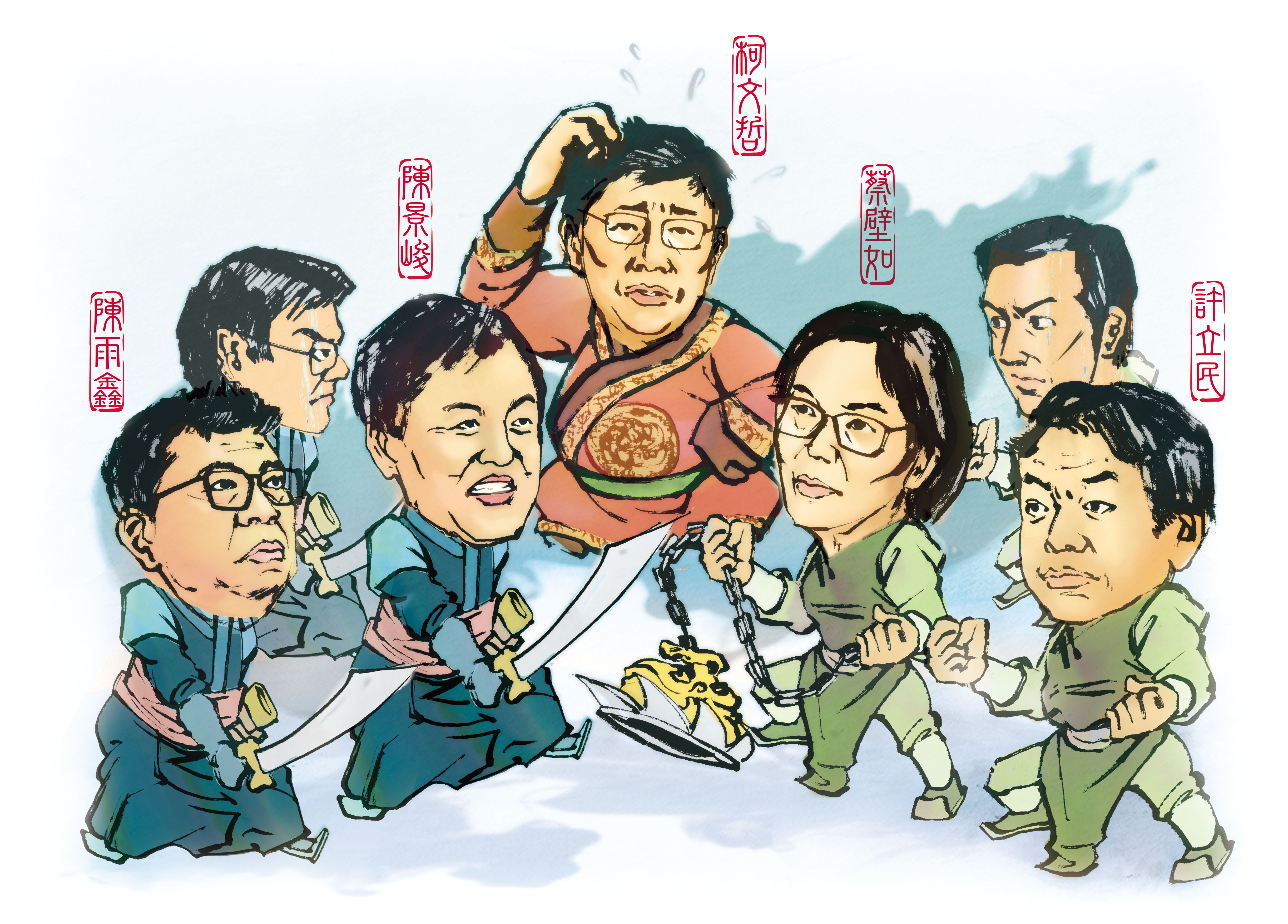 柯團隊權鬥從府內打到選辦，以陳景峻為首的雙陳派，與蔡壁如帶頭的幕僚派對決，多次針鋒相對。