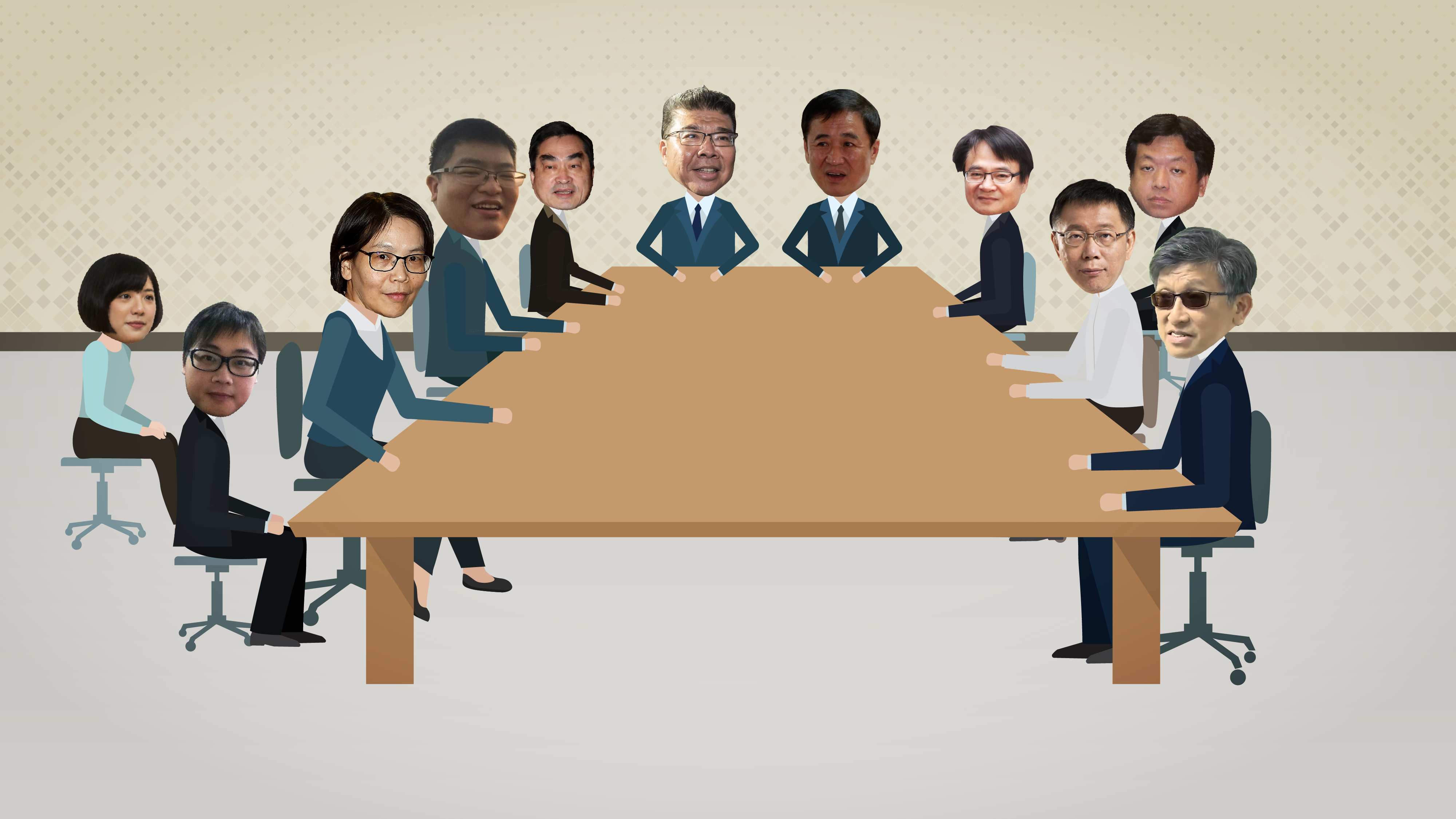 柯文哲競選辦公室每週三晚上舉辦定調會議,從與會者的座位,就能看出親疏。
