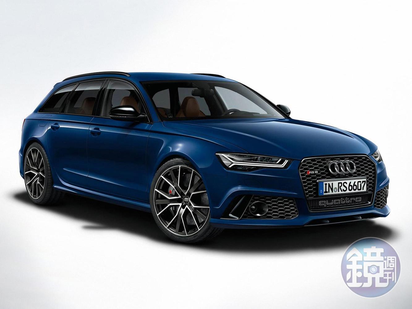 《A6 Avant RS6 Performance》技術規格→→長寬高：4,979mm×1,936mm×1,482mm；軸　　距：2,915mm；整備重量：1,950kg；引　　擎：4.0 L雙渦輪增壓V8引擎；最大馬力：605hp/6,100~6,800rpm；最大扭力：71.4kgm /1,750~6,000rpm；驅動方式：四輪驅動；標配售價：741萬元