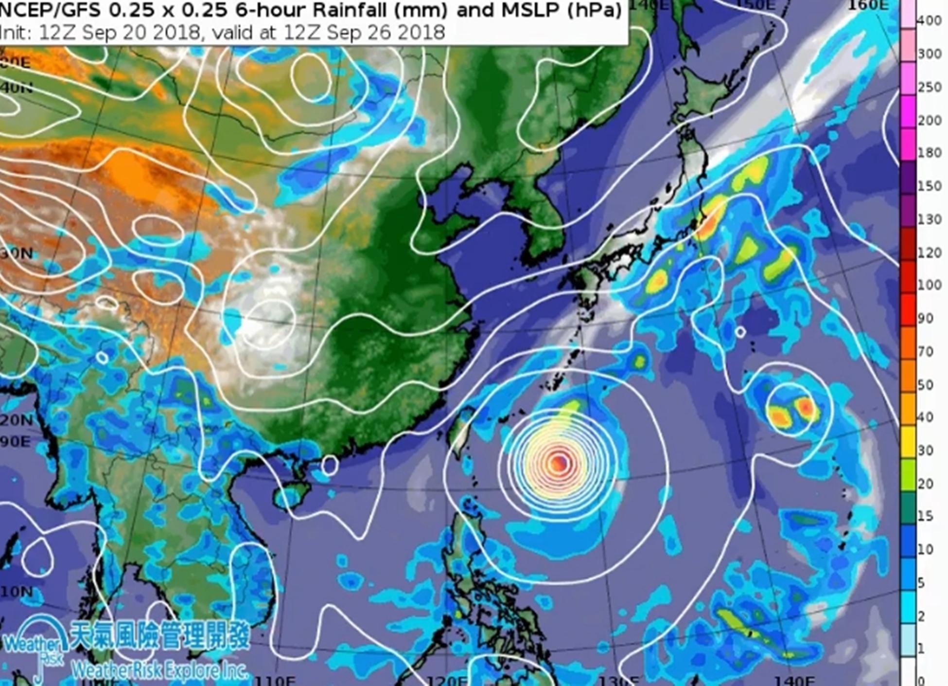 依美國氣象局模式及美國海軍模式預測，颱風潭美都可能直接撲台。（翻攝自天氣風險管理臉書）