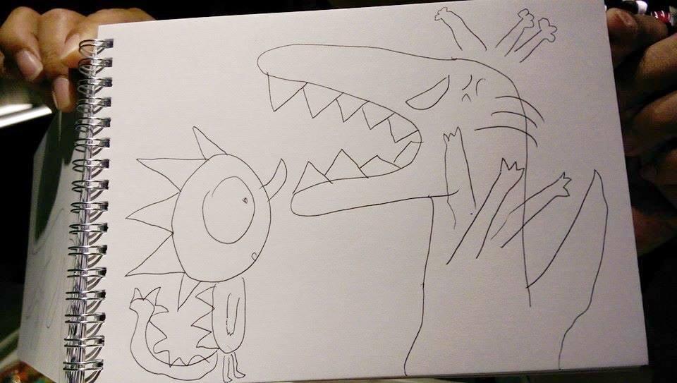 綺綺生前喜歡恐龍，常常創作恐龍畫作。