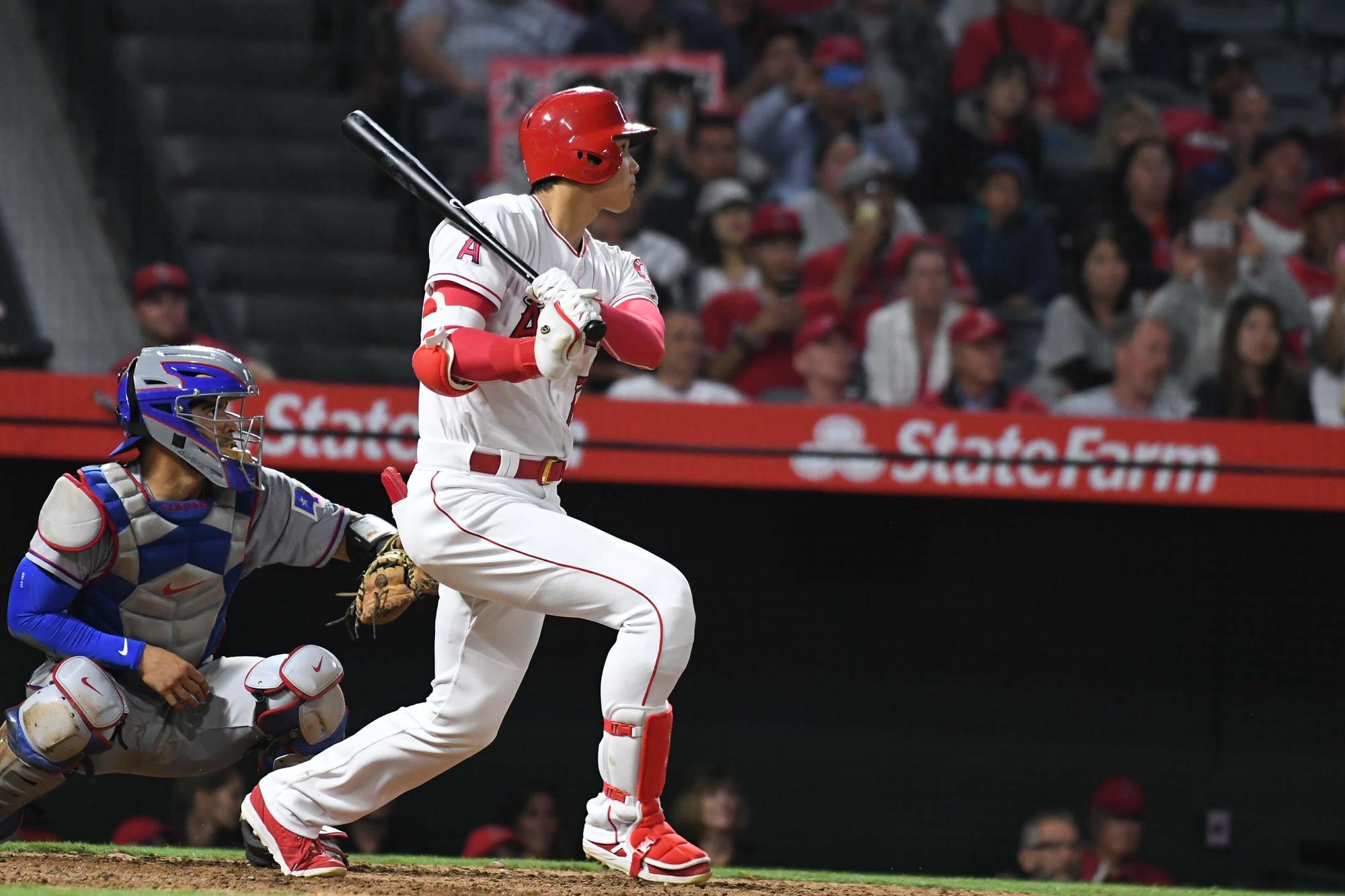 8局下大谷敲出致勝陽春砲,幫助球隊取得關鍵超前分,終場天使以3比2擊敗遊騎兵。(東方IC)