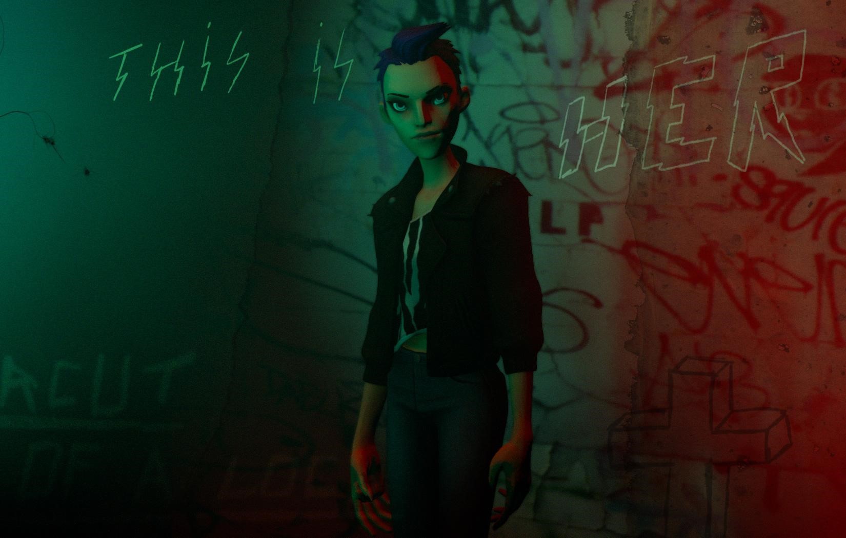 以1970年代為背景的VR動畫《紐約龐克》請到女星蘿莎瑞道森獻聲。（ATLAS V提供）