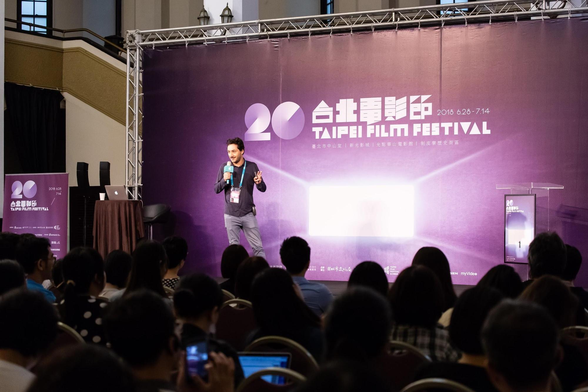 法國製片安端凱霍應台北電影節之邀來台舉辦講座分享製作VR的經驗。(台北電影節提供)