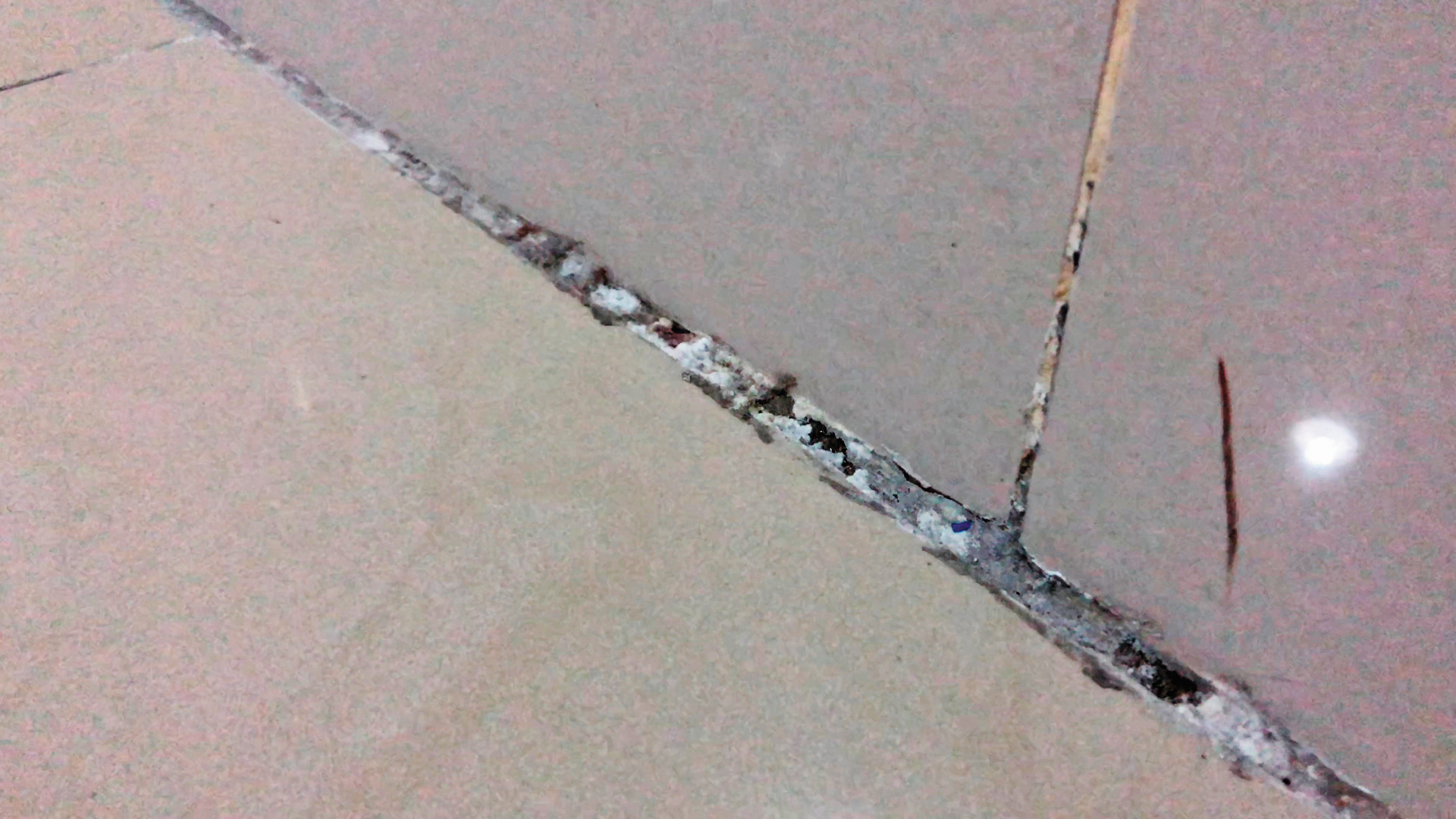 剛完成交屋的北大安置宅地板已出現龜裂的狀況。
