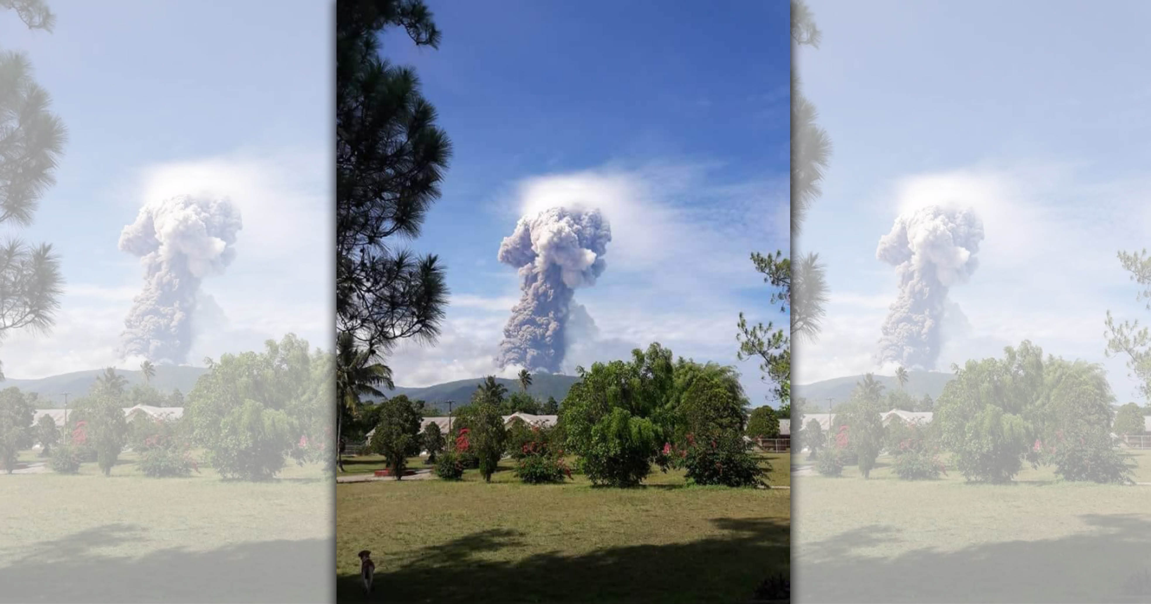 印尼蘇拉威西島北方的索普坦火山突爆發，火山灰直衝4公里高空，目前未傳出災情。（翻攝印尼國家災害應變總署（BNPB）推特）