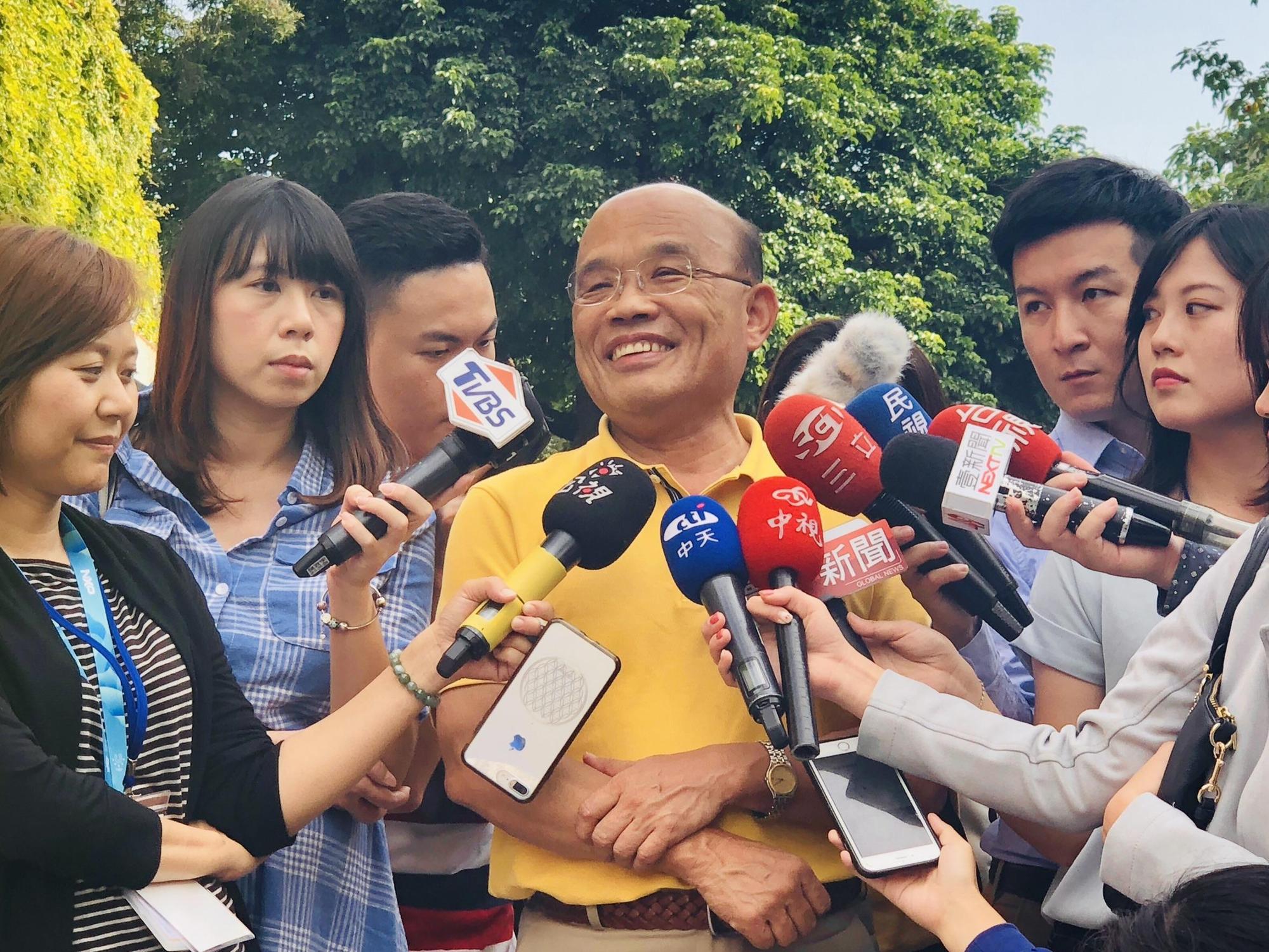 民進黨新北市長參選人蘇貞昌認同賴揆對深澳電廠檢討的說法。（蘇貞昌競選辦公室提供）