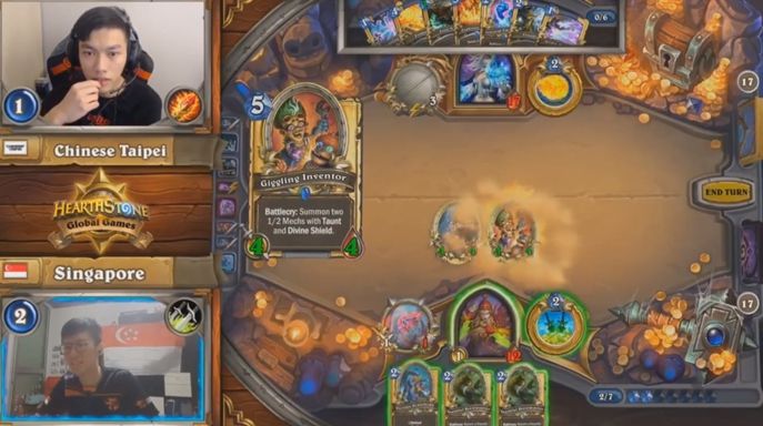 《爐石戰記》世界大賽傳出台灣選手偷看直播，因此被官方判定失去參賽資格。（翻攝自twitch）