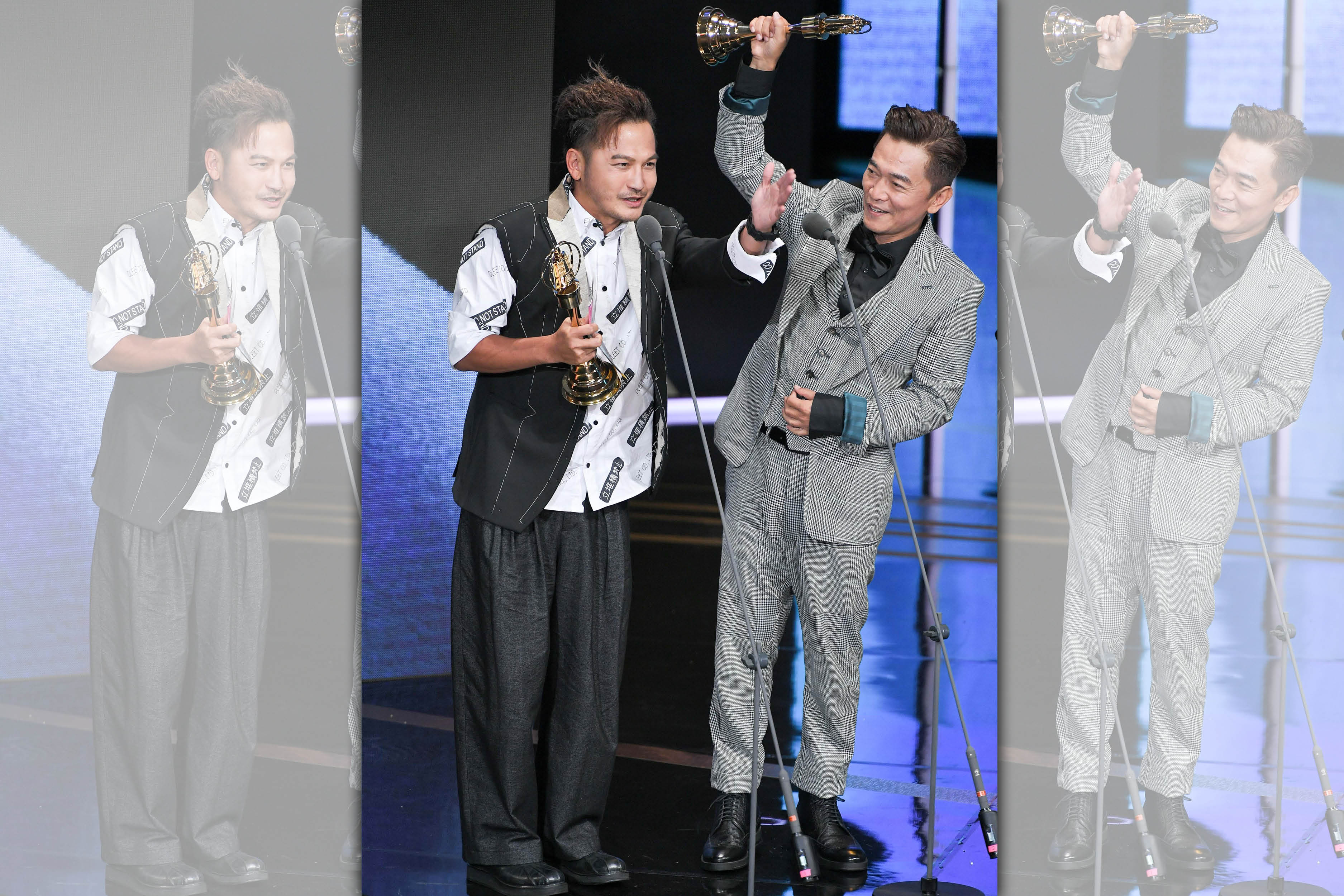 吳宗憲（右）與KID得獎時的收視率是整個電視金鐘獎頒獎典禮的最高點。（三立提供）