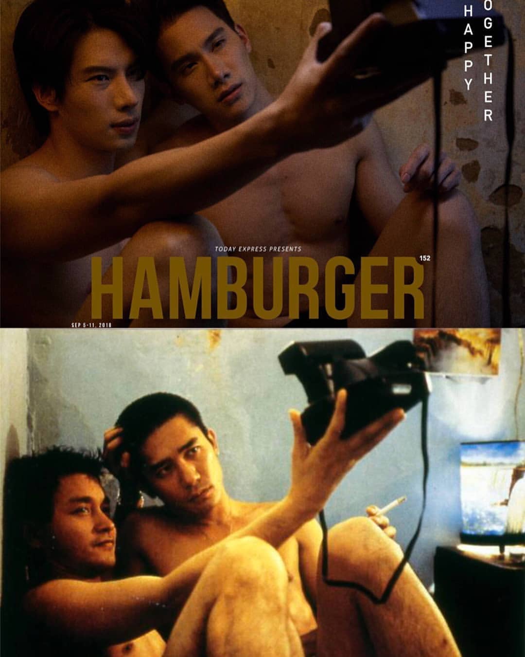 Tul（右）和Max為泰雜hamburger雜誌拍攝寫真，向《春光乍洩》致敬。（網路圖片）