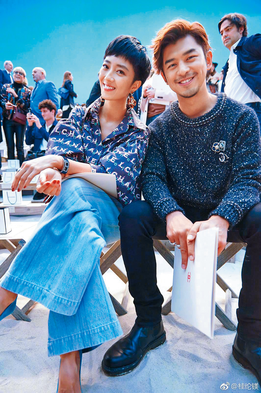 桂綸鎂與陳柏霖獲邀赴巴黎時裝週看香奈兒2019年春夏新裝走秀。（翻攝自桂綸鎂微博）