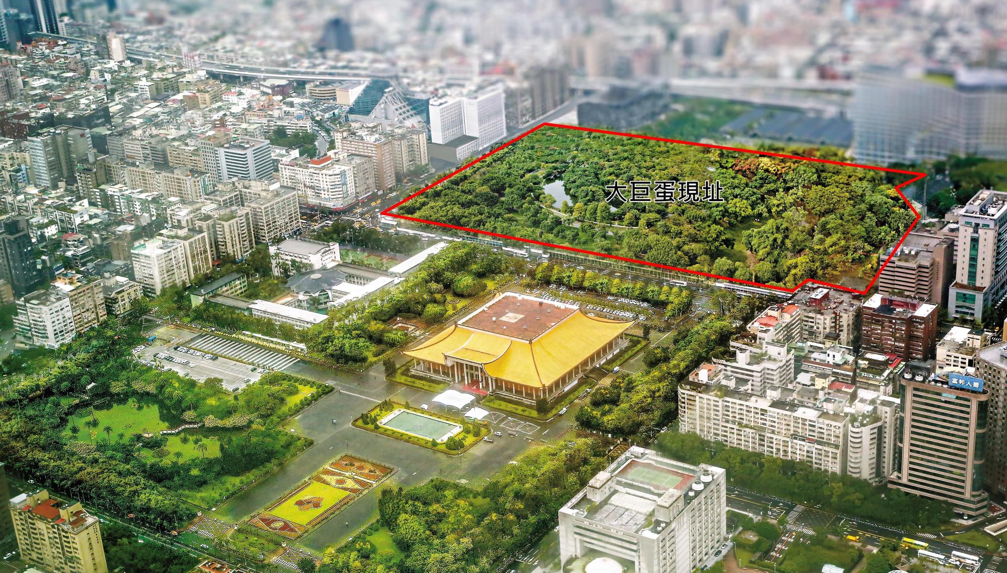 北市府一度考慮拆除大巨蛋,將原址開闢成都市生態公園。(圖為模擬畫面)