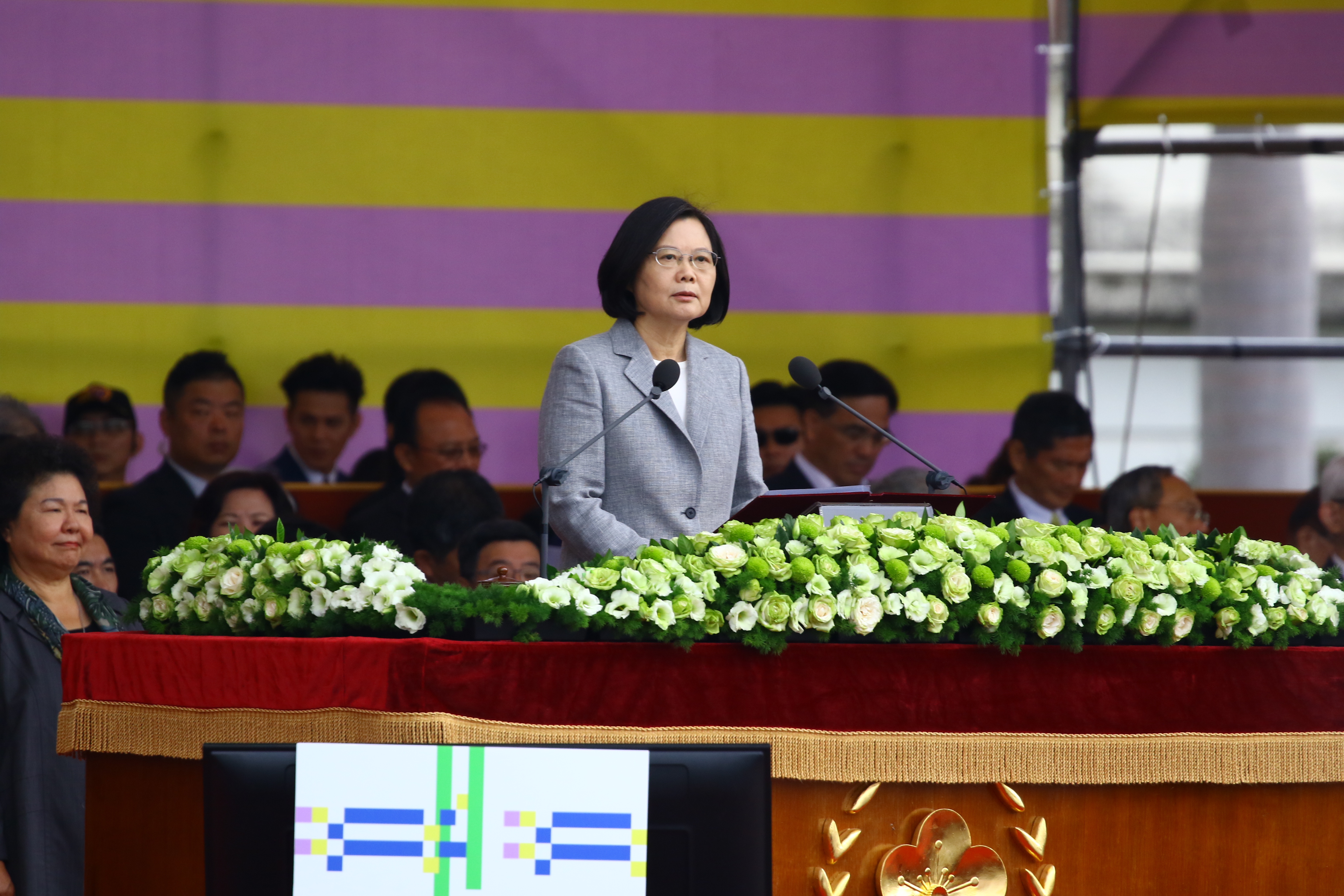 總統蔡英文今在國慶大會發表演說。