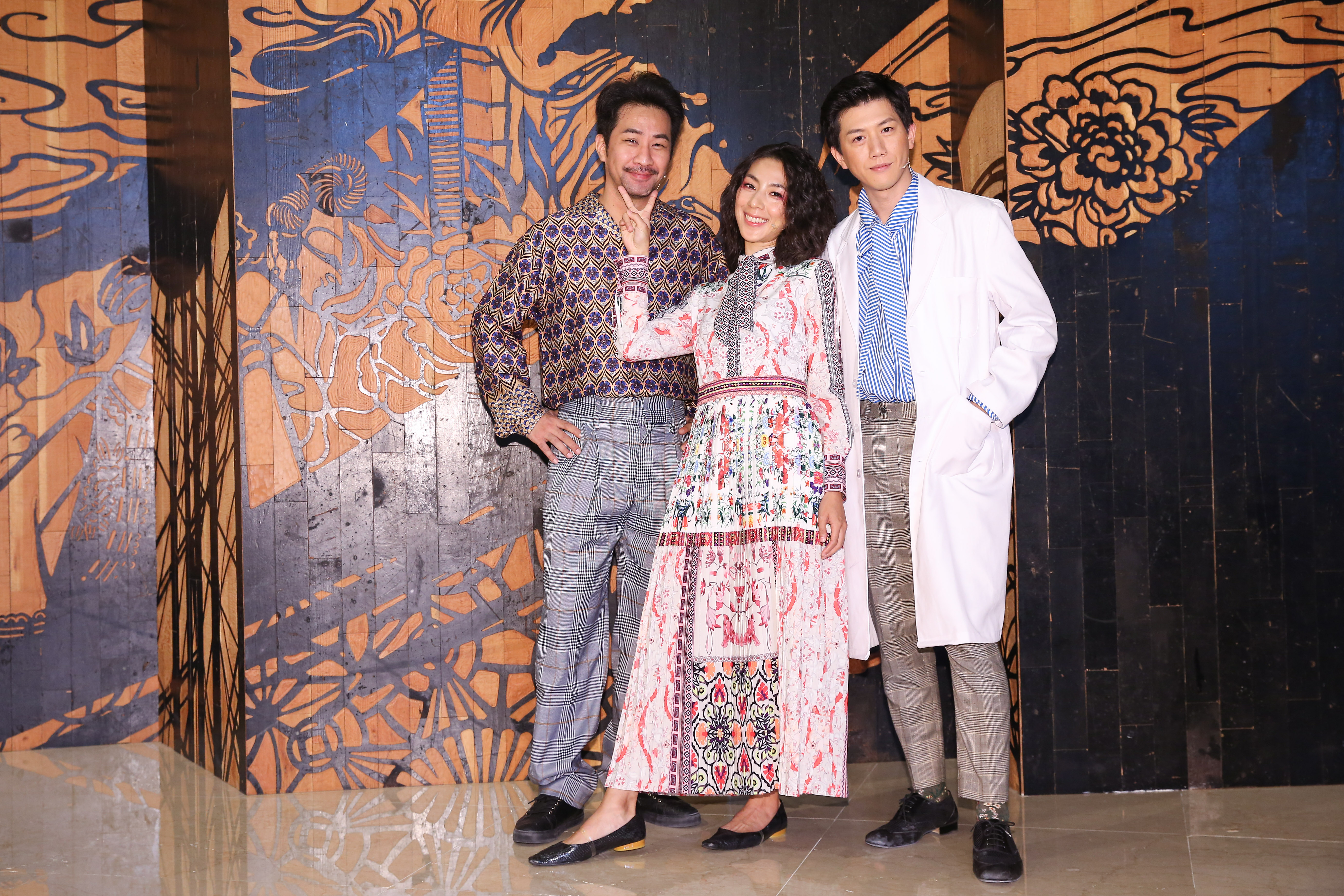 林辰唏（中）在《神農氏》是唯一女演員，和莫子儀與黃健瑋都有激情戲，她笑說：「我很能幹，是女超人。」