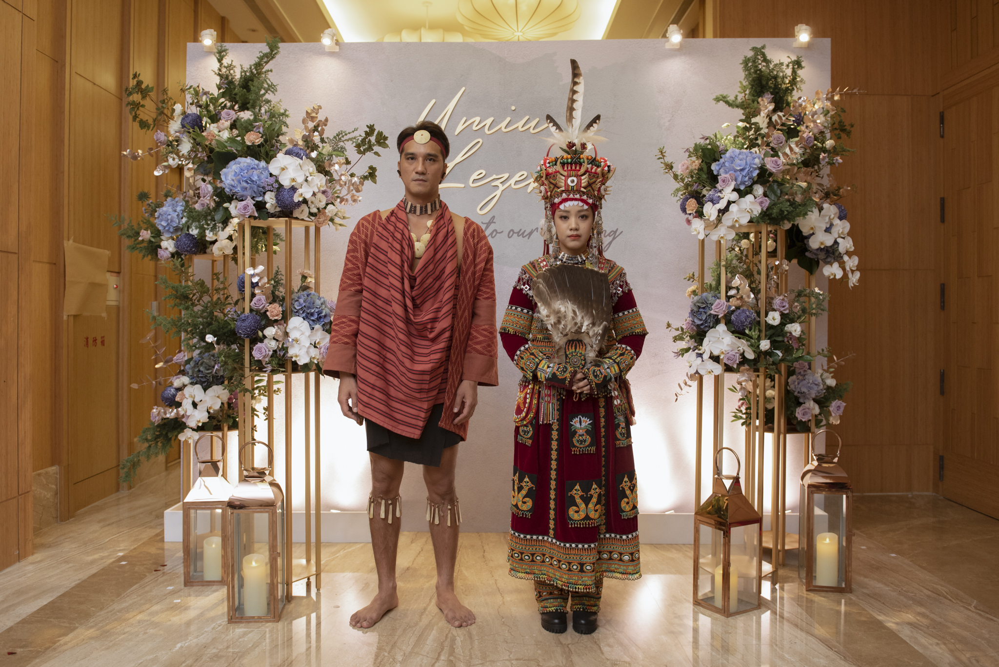 馬志翔和盧悦婷交往近4年。今年3月，他先以女方魯凱族傳統儀式求婚成功。（影一提供）