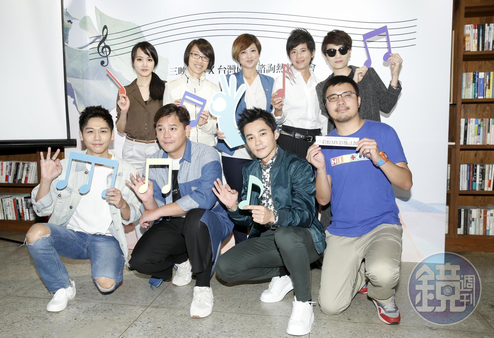 導演周美玲率領李德筠、是元介、閃靈樂團DORIS、王若琪、盧學叡及蔡旻佑聯袂出席記者會。