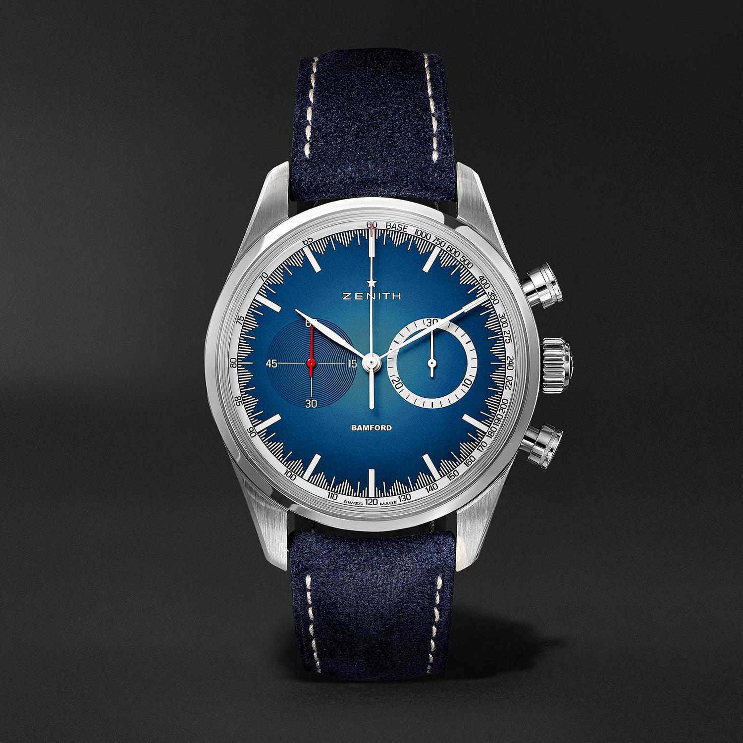 ZENITH x BWD Chronomaster El Primero Solar Blue 38mm限量款,限量25只,僅於MR PORTER電商平台獨家販售,售價約台幣231,000。