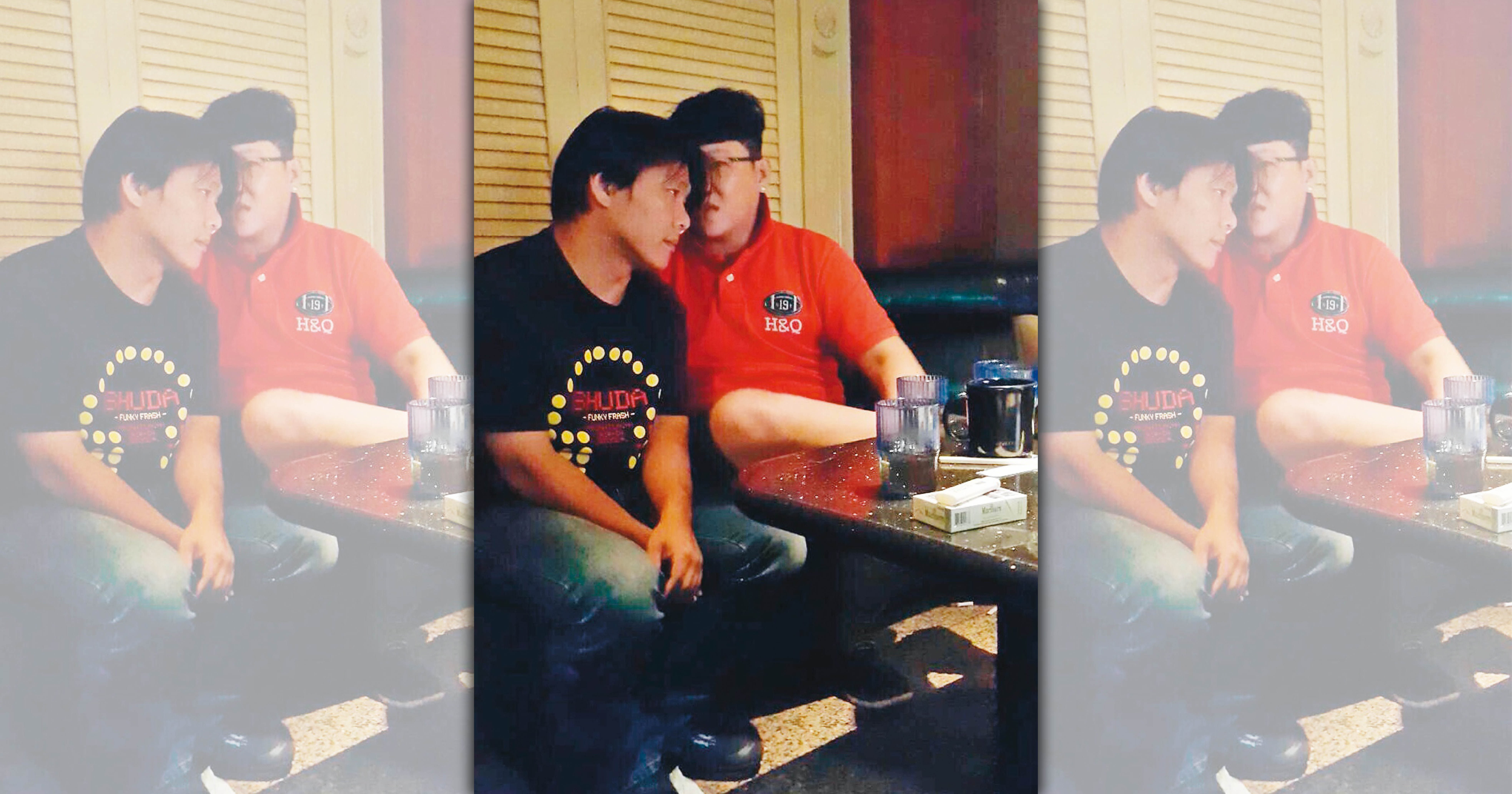 小捷（左衣者）與左孝虎（黑衣者）認識多年，偶爾還約出去唱歌聚會。（小捷提供）