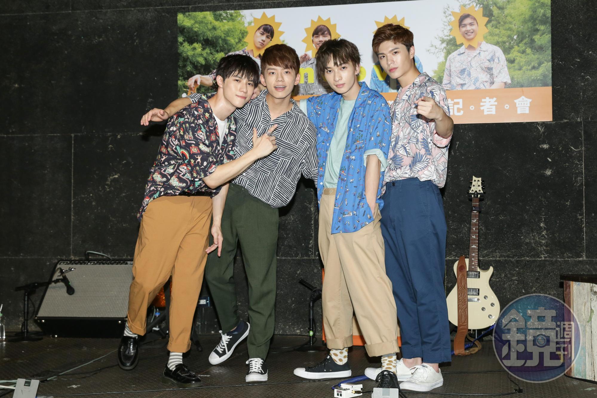 日系搖滾樂團noovy發行台灣第2張專輯《SUN》,左起JK、Mark、Shawn和Hank。