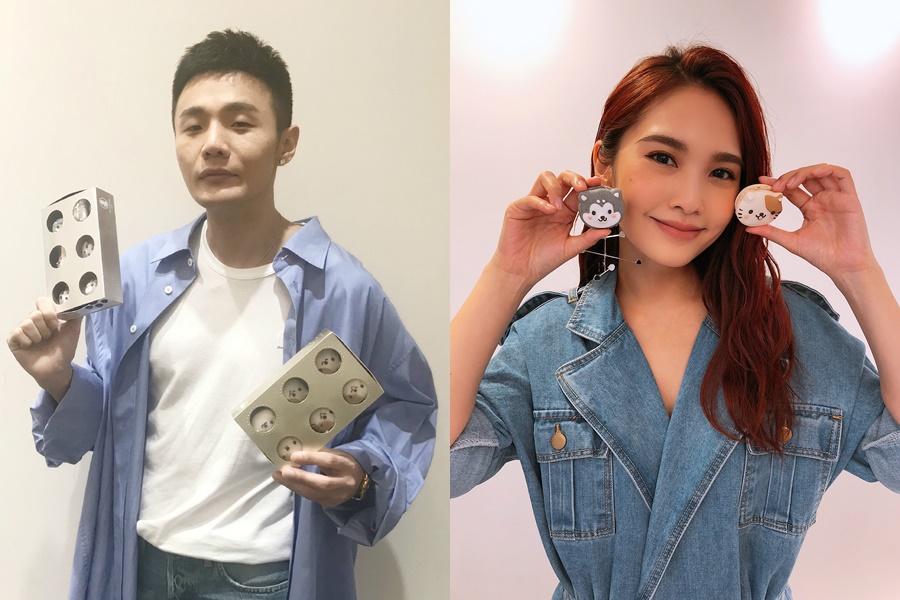 楊丞琳與男友李榮浩為愛合體，一起為毛小孩造型馬卡龍禮盒宣傳。（愛最大公益平台提供）