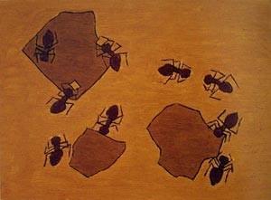 熊谷守一1971年的作品《赤蟻》。（翻攝自美術すき！ twitter）