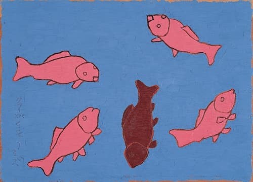 熊谷守一1958 年的作品《稚魚》。（翻攝自https://bijutsutecho.com） 