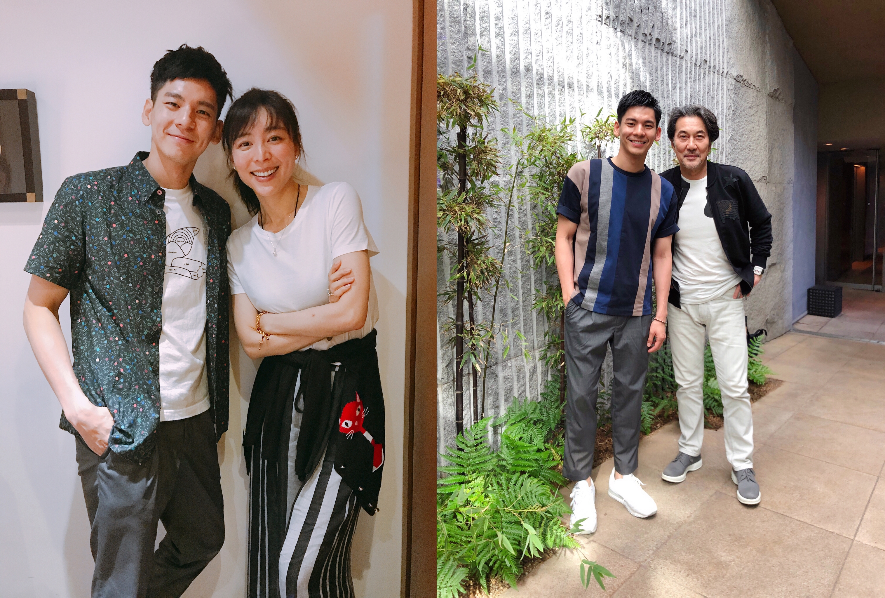 林柏宏、張靜初及役所廣司因拍《冰峰暴》結為好友，殺青後分別在日本與台北相見歡。（周子娛樂提供）