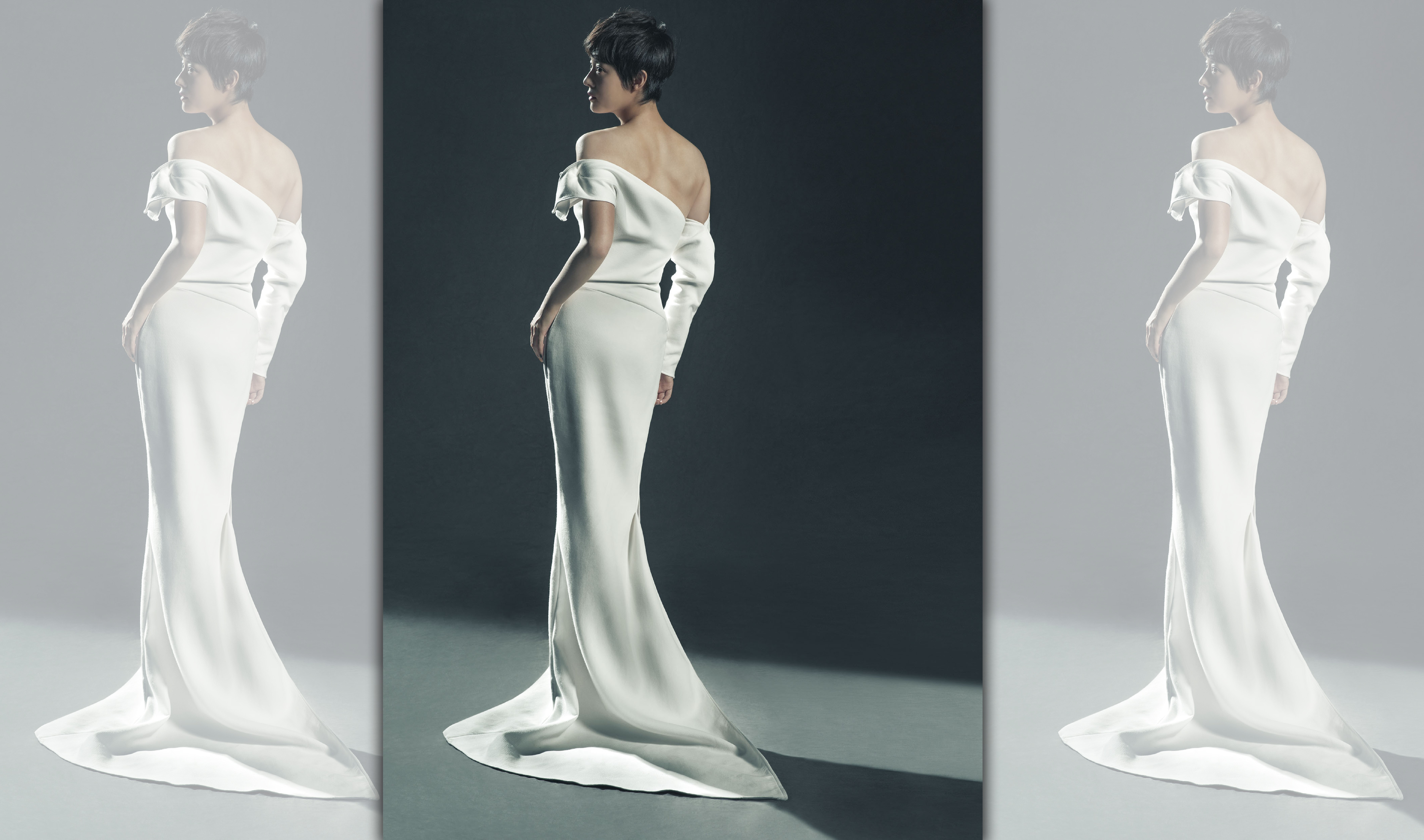 「娘娘」孫儷以一襲白色斜肩露背裝登場，不僅露出美背，也隱含「影後（后）」小趣味。（金馬執委會提供）