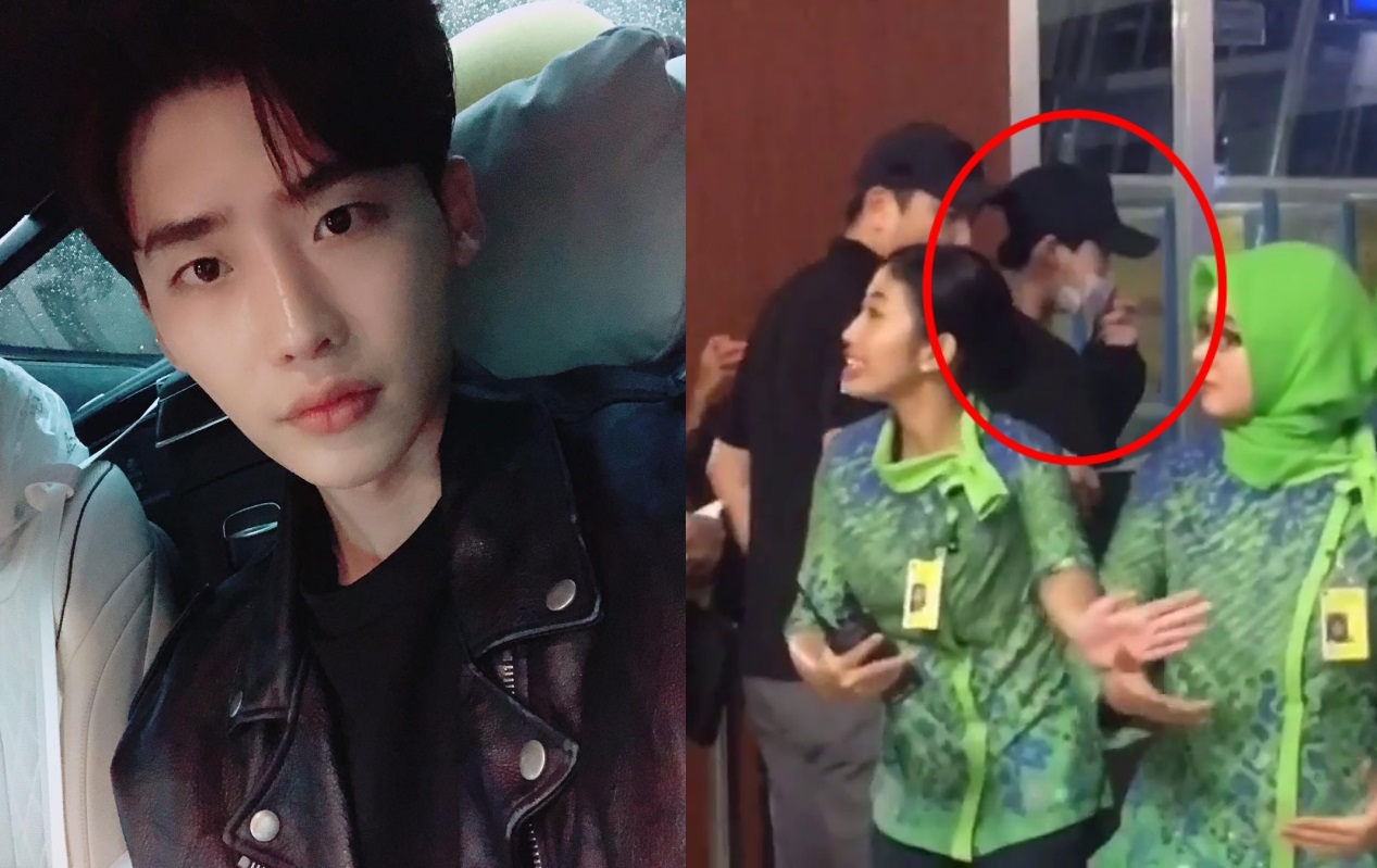 李鍾碩今（6日）凌晨於印尼機場終於登上返回韓國的班機。（左圖翻攝自李鍾碩IG，右圖翻攝自caturpujaa）